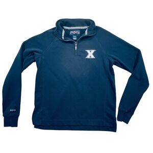Vintage Y2K Jansport Xavier Musketeers Quarter Zip Sweatshirt Navy Blue S Unisex